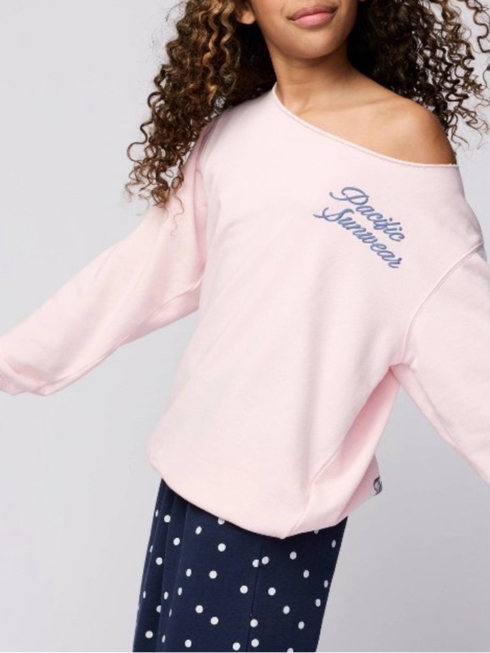 Pacsun Girls Off the Shoulder French Terry Sweatshirt Sz L - NWOT
